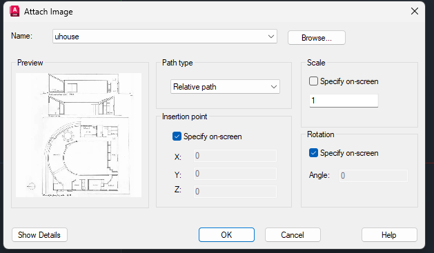 IMAGEATTACH e posicionamento base 0,0,0