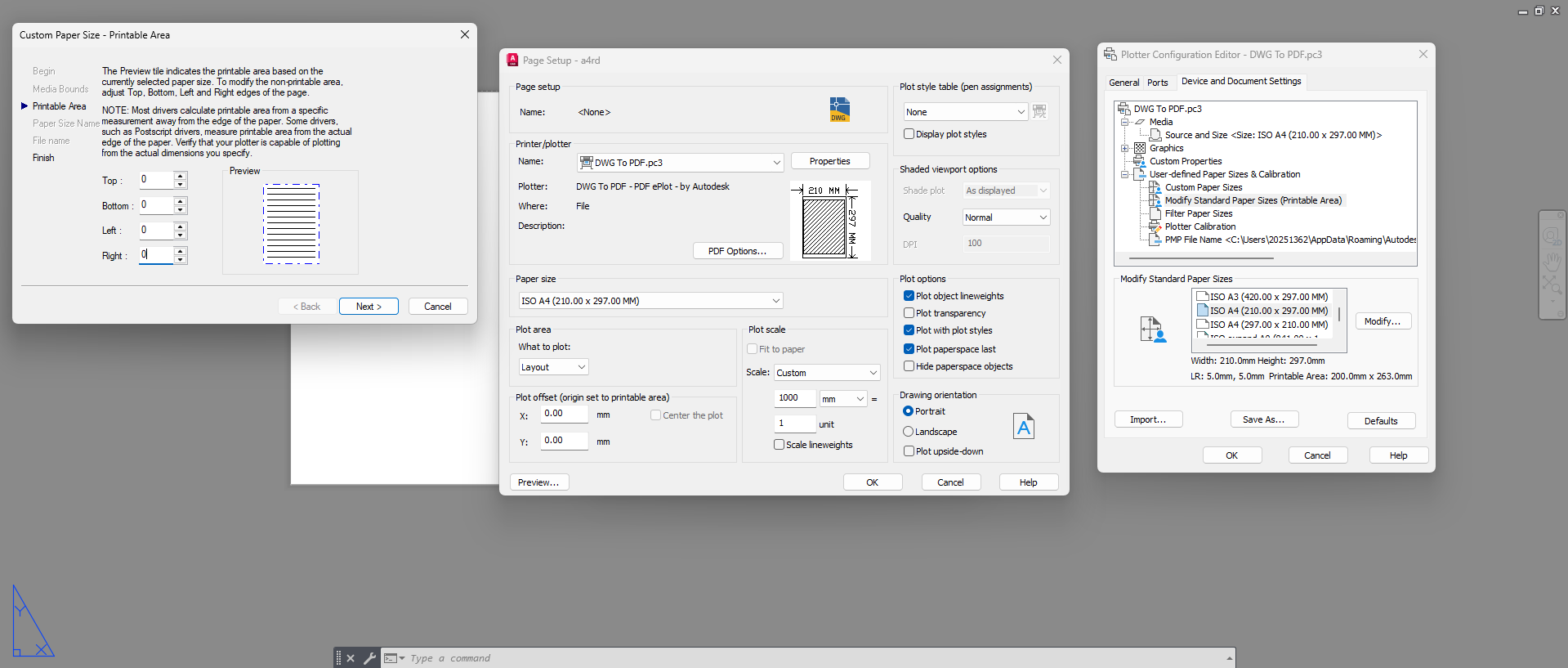 Configuração de PAGESETUP para A4