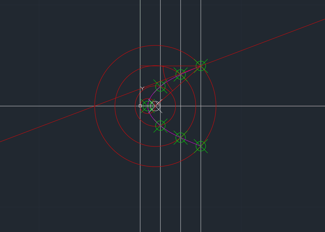 Parábola desenhada à mão com construção auxiliar
